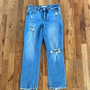 Flying Monkey Light Blue Straight Leg Distressed Jeans-size 26